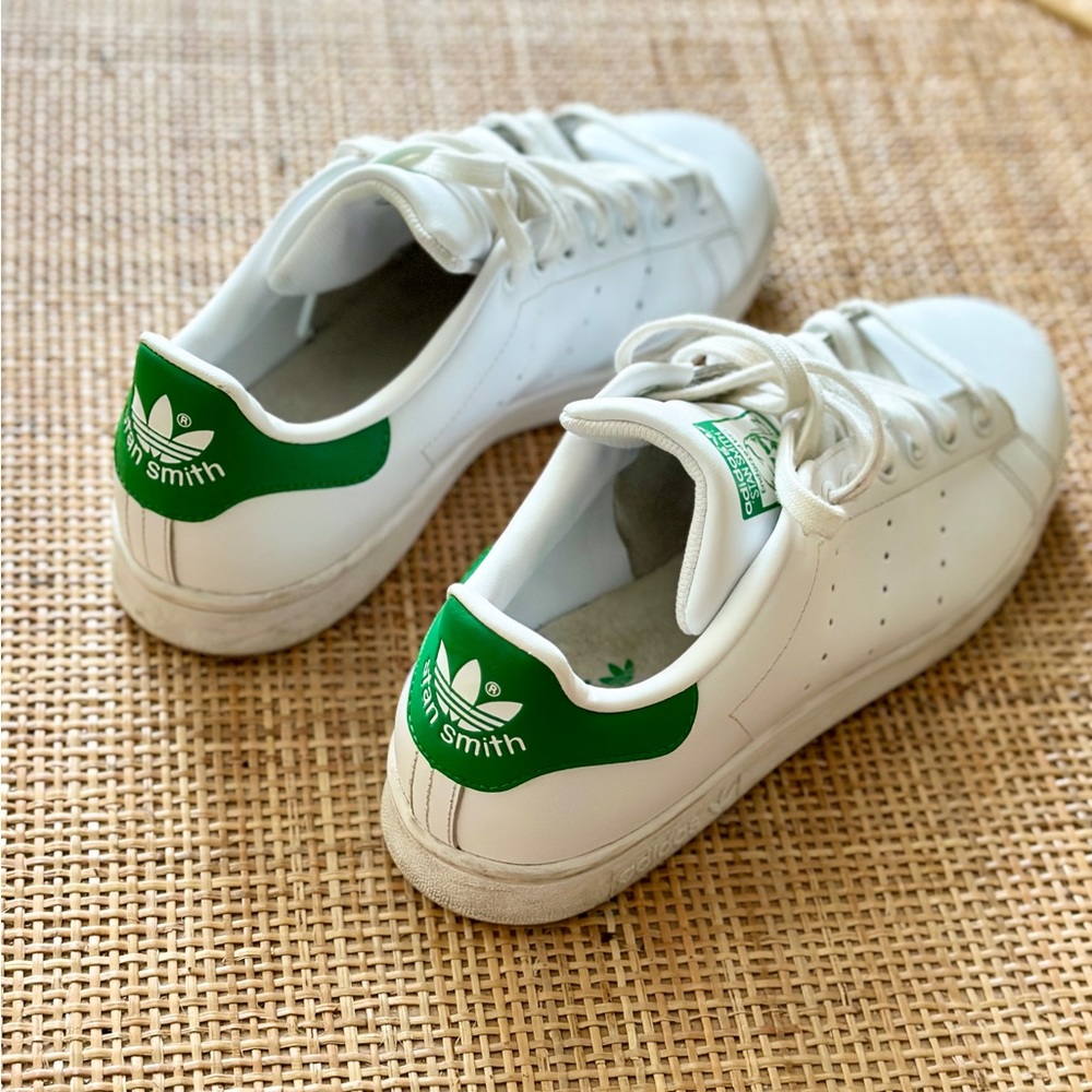 Women’s Adidas Stan Smith Athletic Shoes - White / Fairway Green